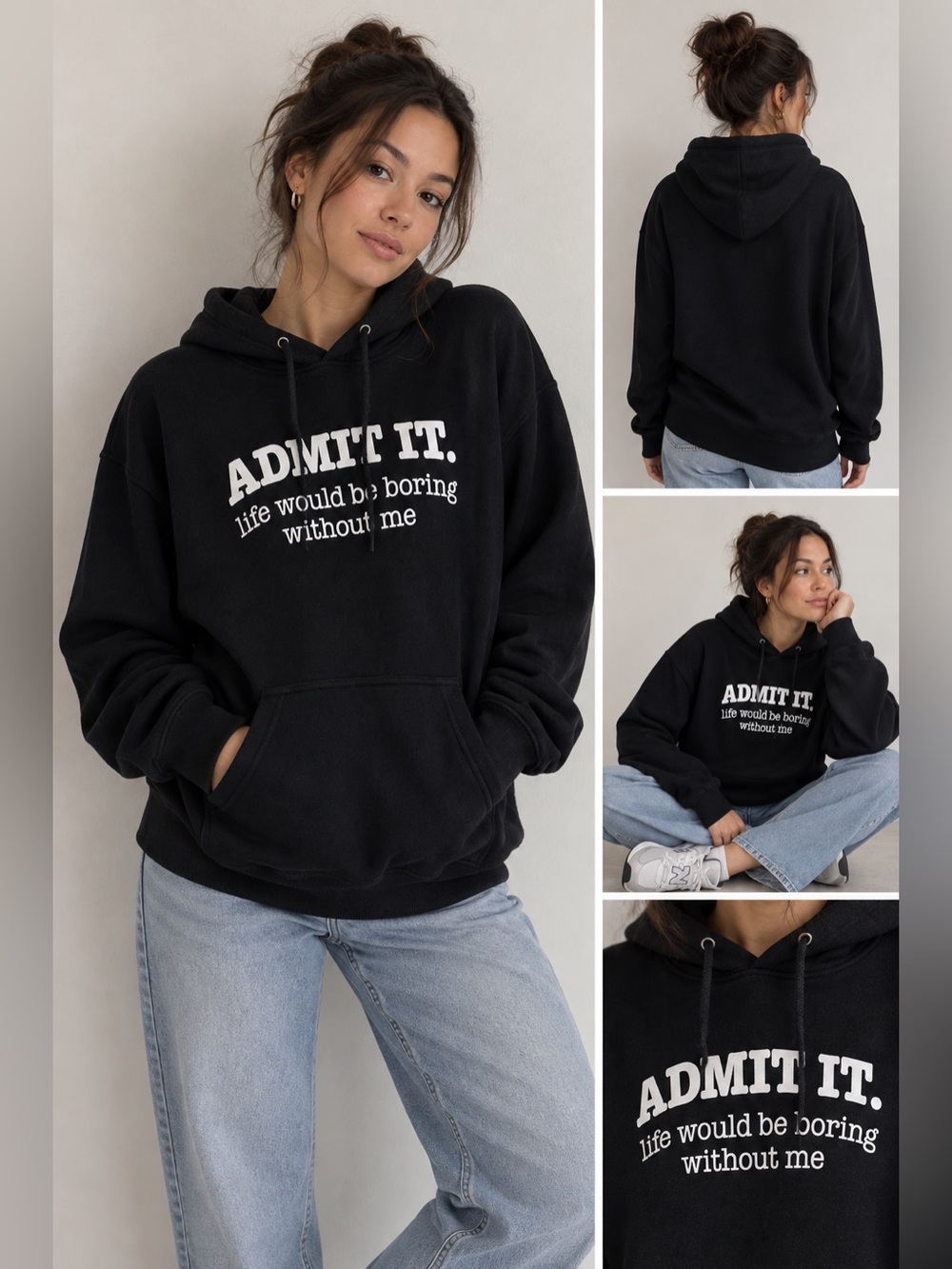 Admit It. Black Graphic Hoodie - Women
